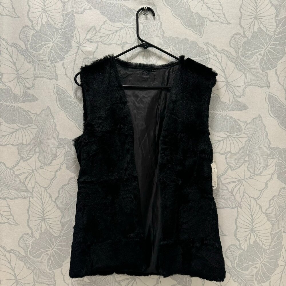 Black Fur Khaki Vest